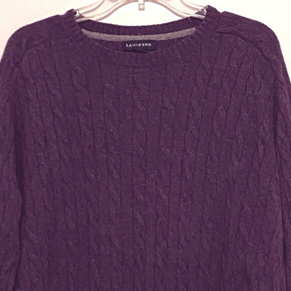 Lands End Knit Sweater Womens XL Purple Preppy Vibrant Academia Merino Wool - Picture 1 of 6
